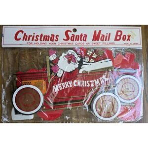 Vintage Cardboard Foldout 3D Christmas Santa Mail Box for Cards Letters Treats